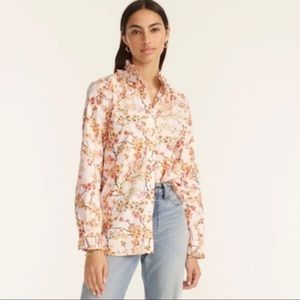 J. Crew Classic-fit ruffleneck shirt in cherry blossoms